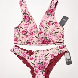 NWT Target Pink Floral Bikini Bottom-M / Top-L